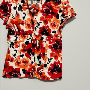 Apt. 9 Vibrant Floral Blouse - Red, Orange, Black